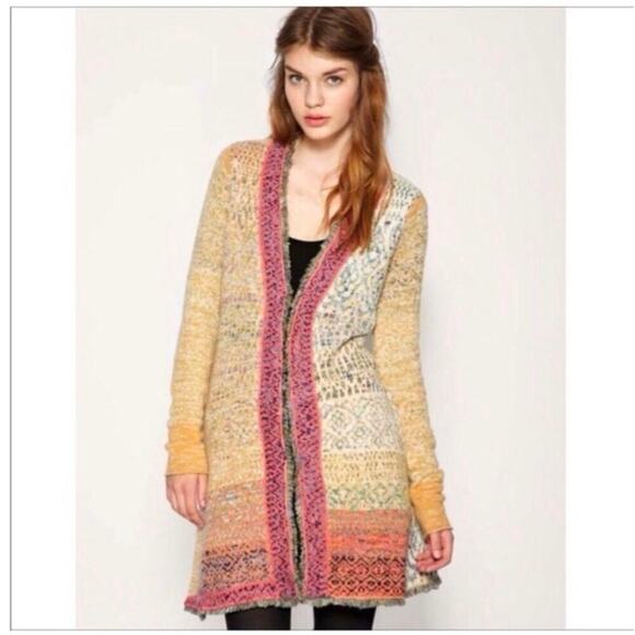 Free People‎ HTF Size S Desert Drifter Long Sleeve Thick Knit Coatigan Cardigan - Picture 9 of 9